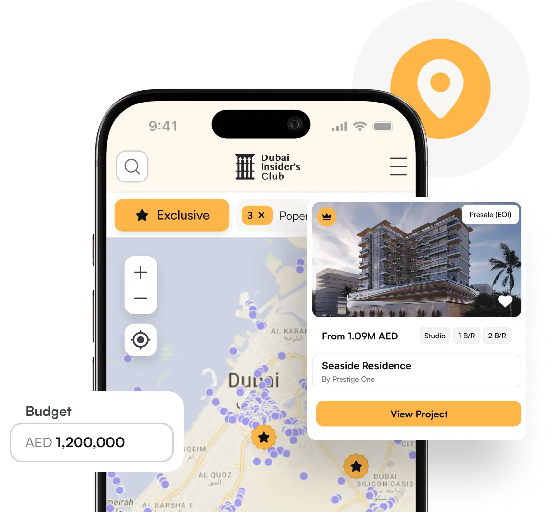 Projects on a map in the Club app
